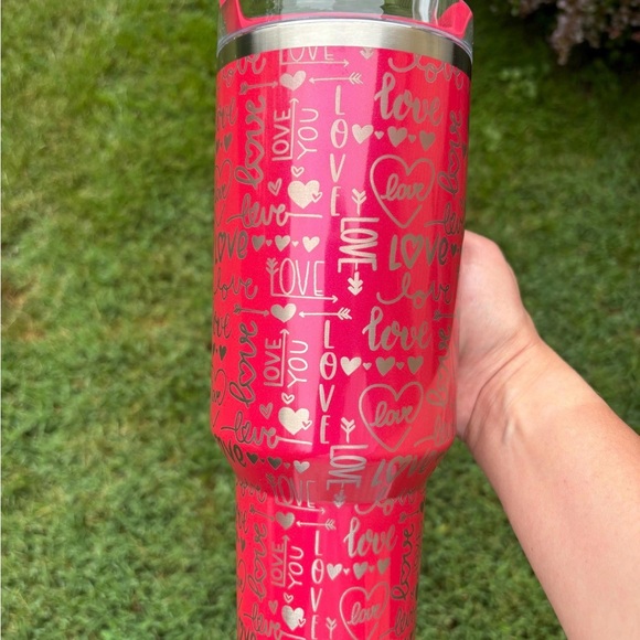 40oz Stanley Valentines Day Tumbler - Laser Engraved - Love and Hearts - Picture 5 of 8